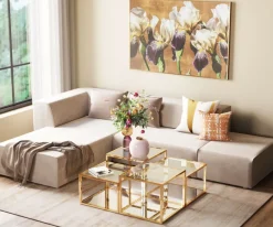 Soffbord Orion - Set med 4 Bord i Guld/Glas, 100x100cm - KARE Design