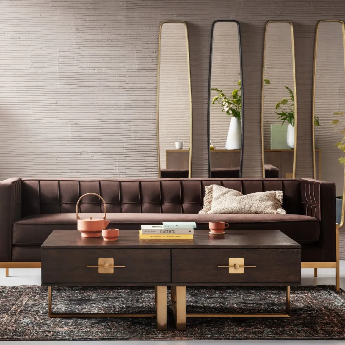 Soffbord Osaka - Mörkt Trä/Borstad Mässing - KARE Design