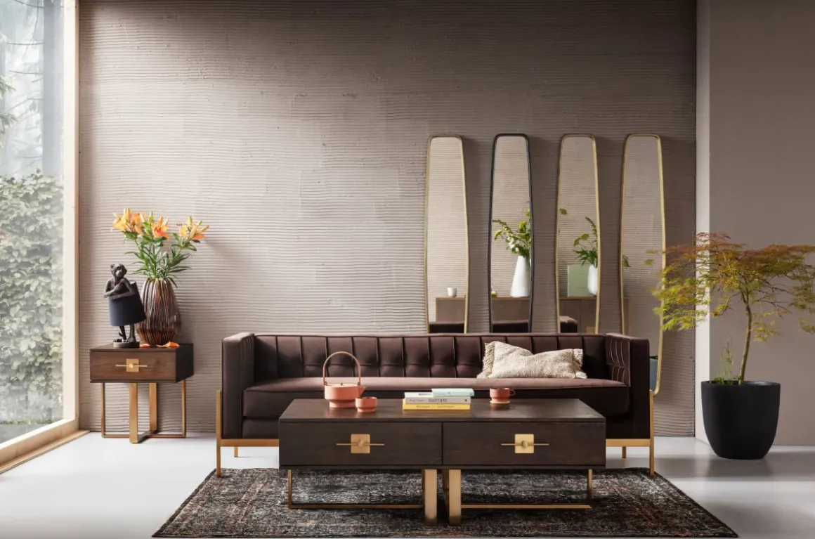 Soffbord Osaka - Mörkt Trä/Borstad Mässing - KARE Design