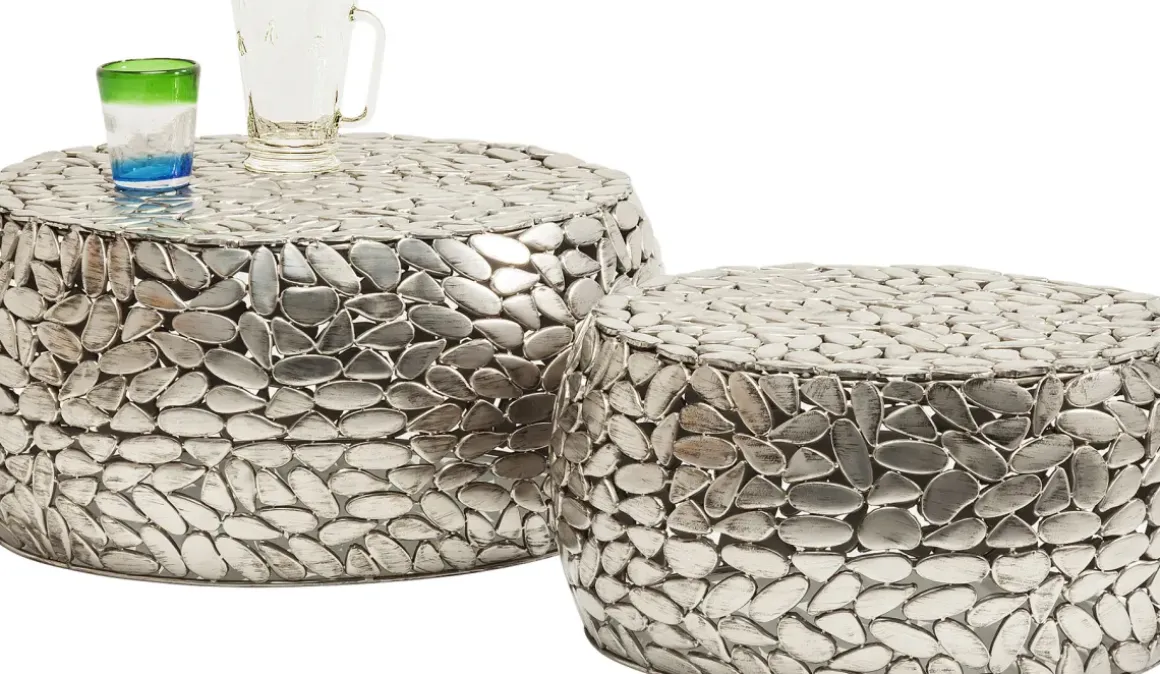 Soffbord Pebbles Deluxe - Set med 2 Bord i Silver - KARE Design