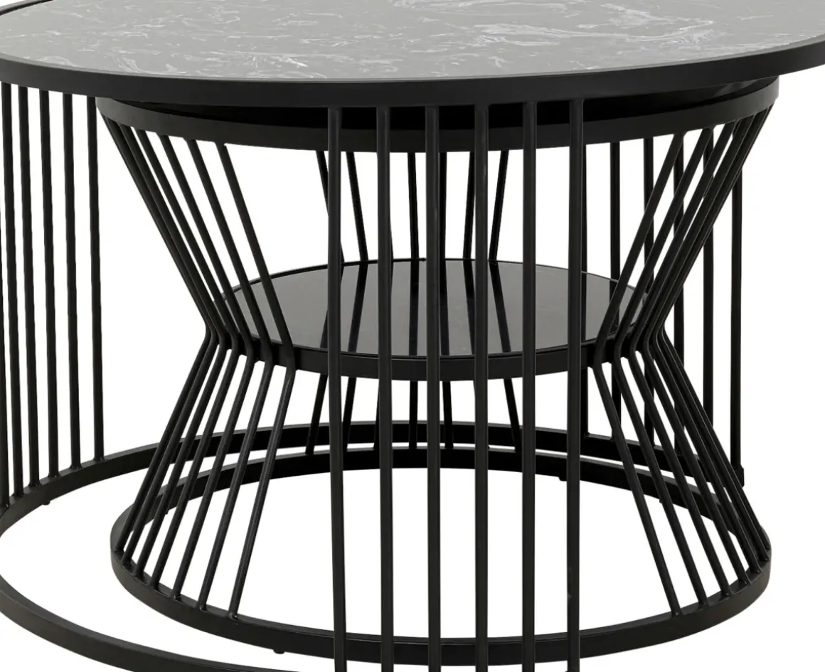 Soffbord Roma - Marmor/Svart, 2-set - KARE Design