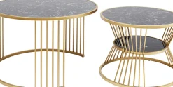 Soffbord Roma - Set med 2 Bord i Guld/Svart Marmor - KARE Design