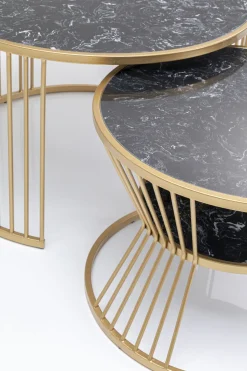 Soffbord Roma - Set med 2 Bord i Guld/Svart Marmor - KARE Design
