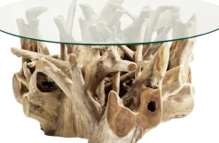 Soffbord Roots - Runt Bord Trärot och Glas, Ø100cm - KARE Design