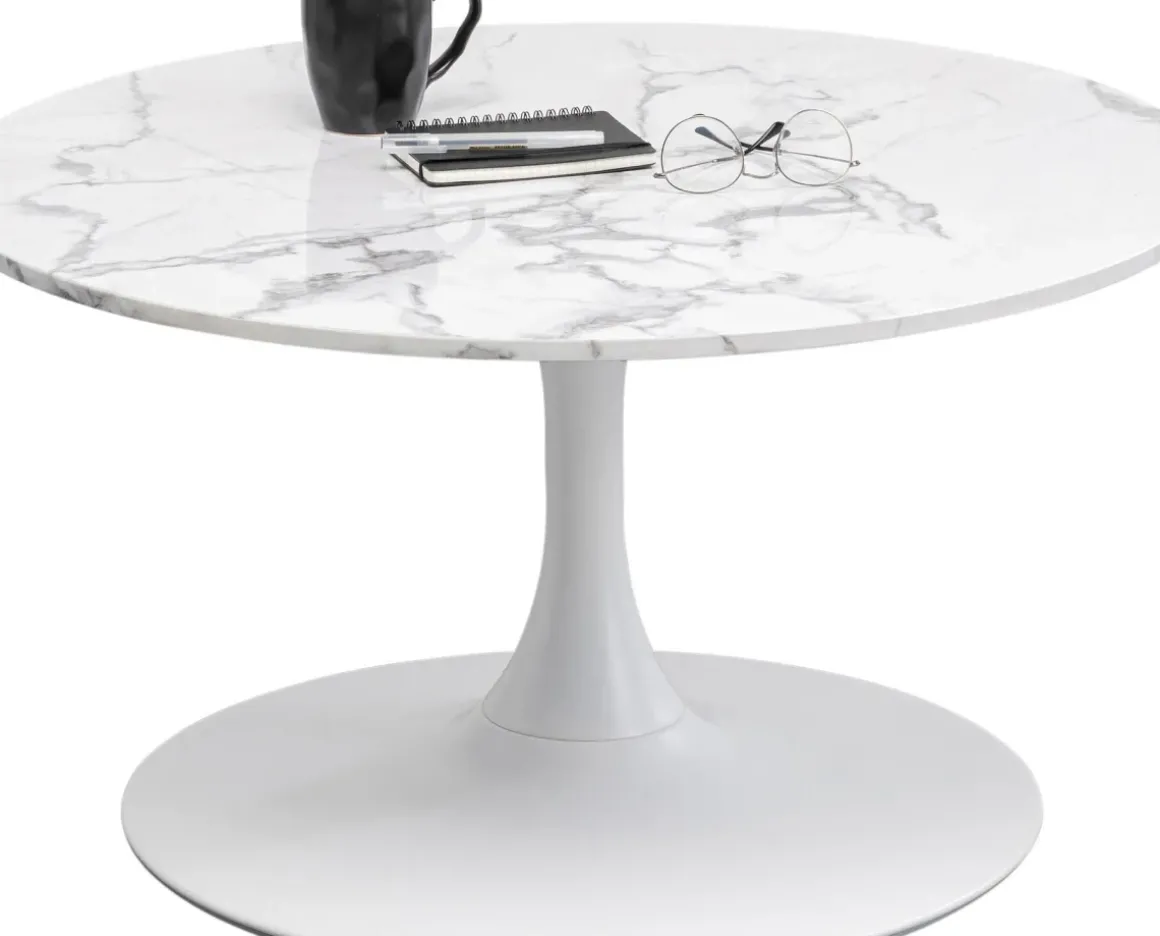 Soffbord Schickeria - Vit/Marmor Ø80cm - KARE Design