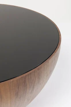 Soffbord Tear Drops - Runt Bord i Valnötoch Svart Glas, Ø80cm - KARE Design