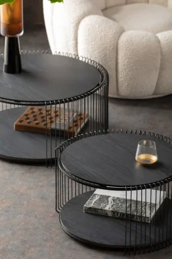Soffbord Wire Double - Svar Trä (2/Set) - KARE Design