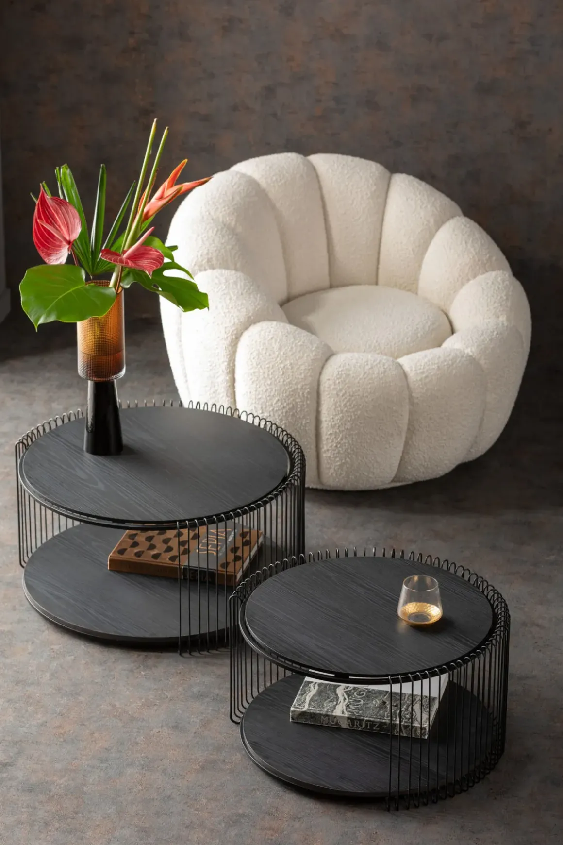 Soffbord Wire Double - Svar Trä (2/Set) - KARE Design