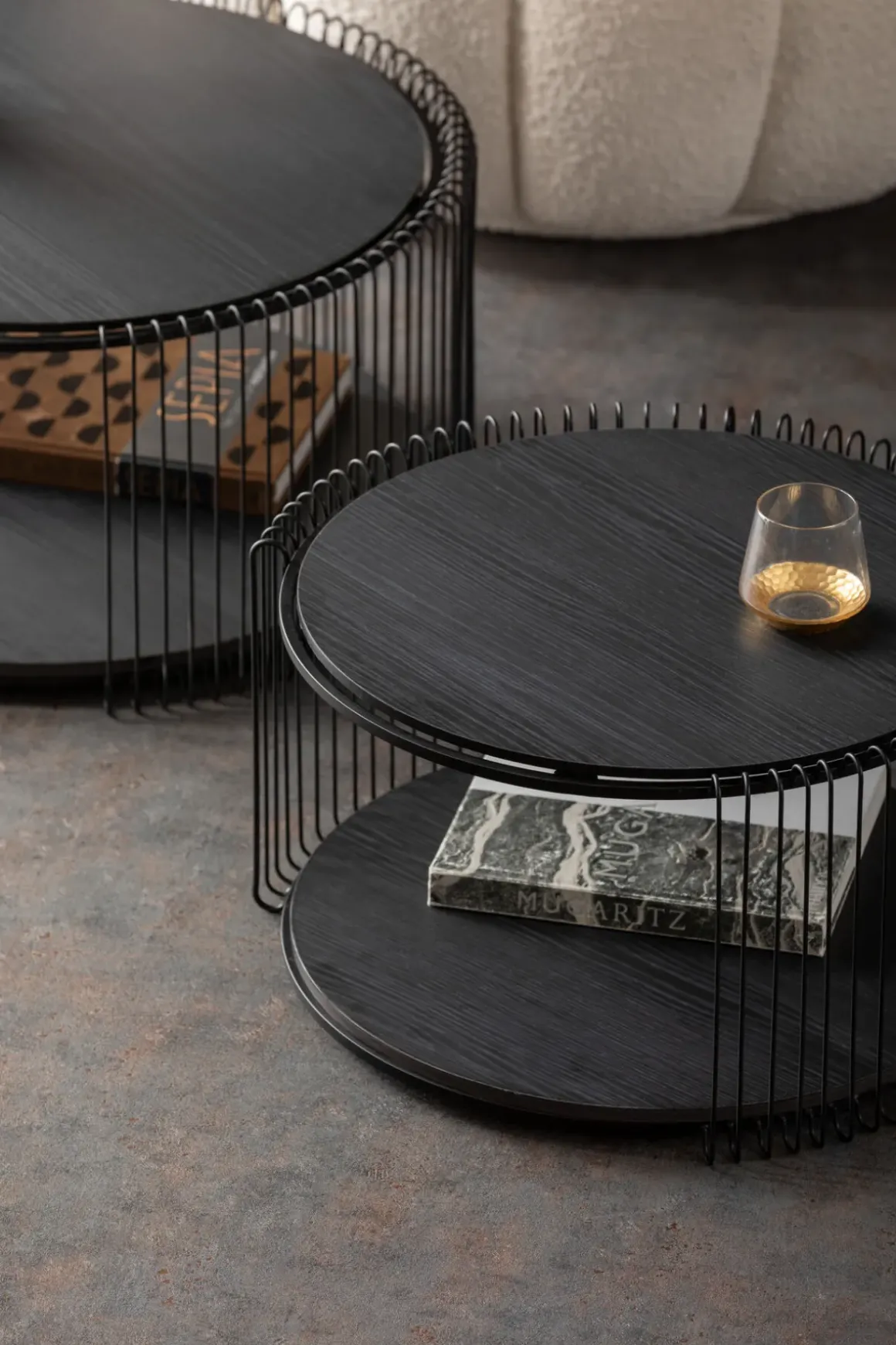 Soffbord Wire Double - Svar Trä (2/Set) - KARE Design