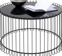 Soffbord Wire Live Rund - Svart/Glas, Ø60cm - KARE Design