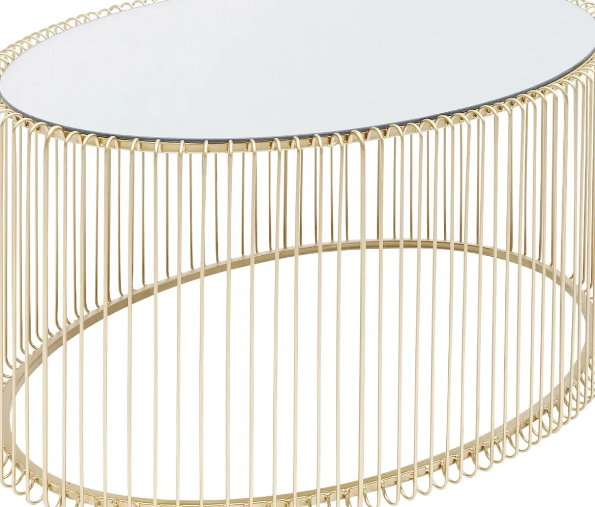Soffbord Wire Oval - Mässing/Spegelglas, 90x60cm - KARE Design