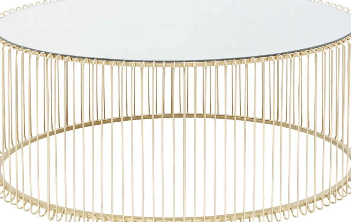 Soffbord Wire Oval - Mässing/Spegelglas, 90x60cm - KARE Design