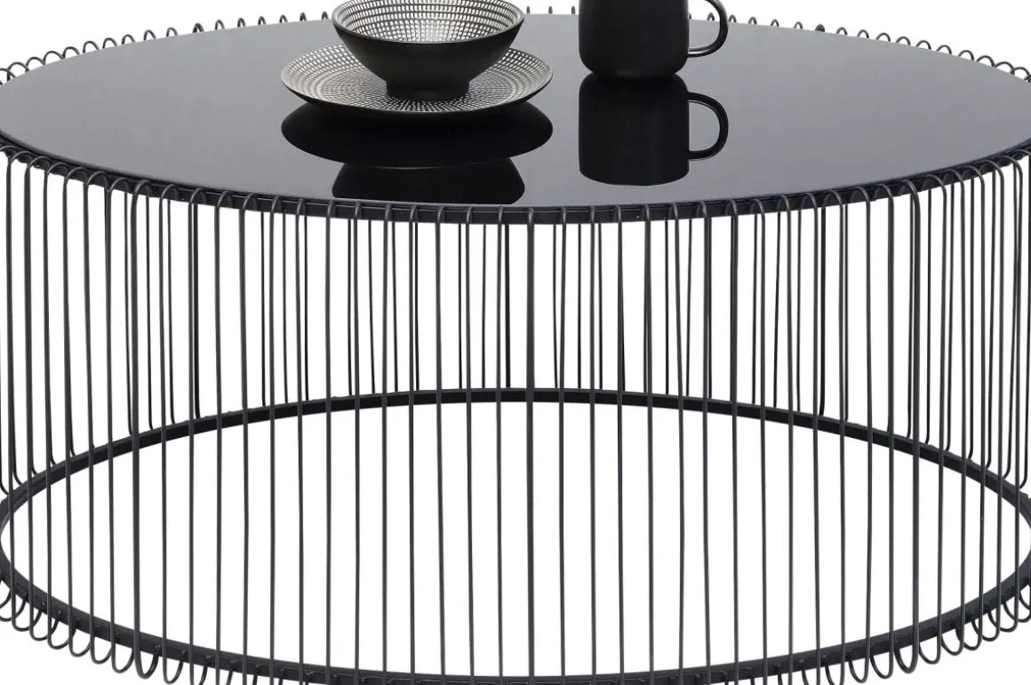 Soffbord Wire Oval - Svart/Glas, 90x60cm - KARE Design