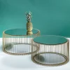 Soffbord Wire Rund - Set med 2 Bord Mässing/Spegelglas, Ø69/60cm - KARE Design