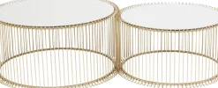 Soffbord Wire Rund - Set med 2 Bord Mässing/Spegelglas, Ø69/60cm - KARE Design