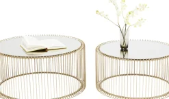 Soffbord Wire Rund - Set med 2 Bord Mässing/Spegelglas, Ø69/60cm - KARE Design