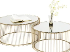 Soffbord Wire Rund - Set med 2 Bord Mässing/Spegelglas, Ø69/60cm - KARE Design