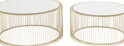Soffbord Wire Rund - Set med 2 Bord Mässing/Spegelglas, Ø69/60cm - KARE Design