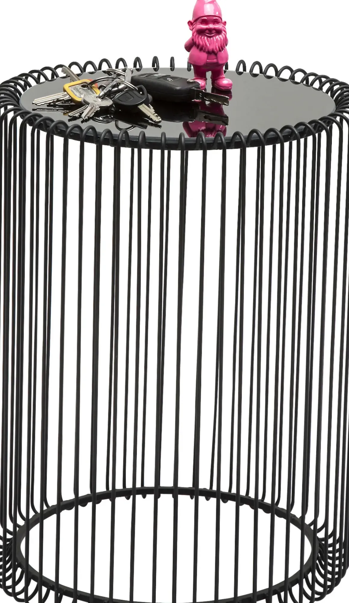 Soffbord Wire Rund - Set med 2 Svarta Sidobord/Svart Glas, Ø44/32,5cm - KARE Design