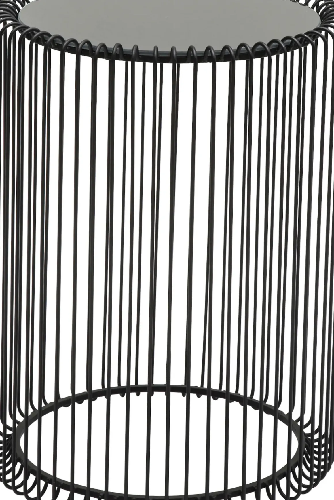 Soffbord Wire Rund - Set med 2 Svarta Sidobord/Svart Glas, Ø44/32,5cm - KARE Design