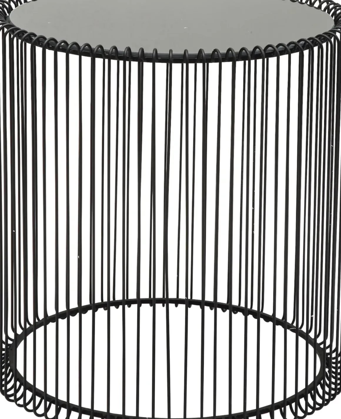 Soffbord Wire Rund - Set med 2 Svarta Sidobord/Svart Glas, Ø44/32,5cm - KARE Design