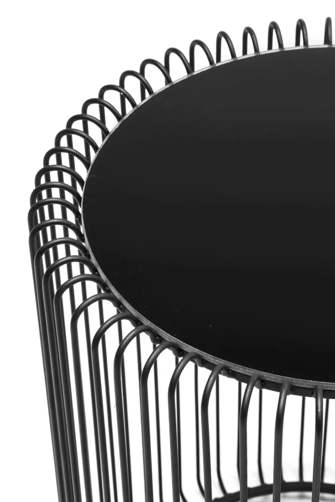 Soffbord Wire Rund - Set med 2 Svarta Sidobord/Svart Glas, Ø44/32,5cm - KARE Design
