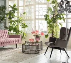 Soffbord Wire Rund - Set med 2 Svarta Bord/Svart Glas, Ø69/60cm - KARE Design