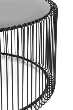 Soffbord Wire Rund - Set med 2 Svarta Bord/Svart Glas, Ø69/60cm - KARE Design