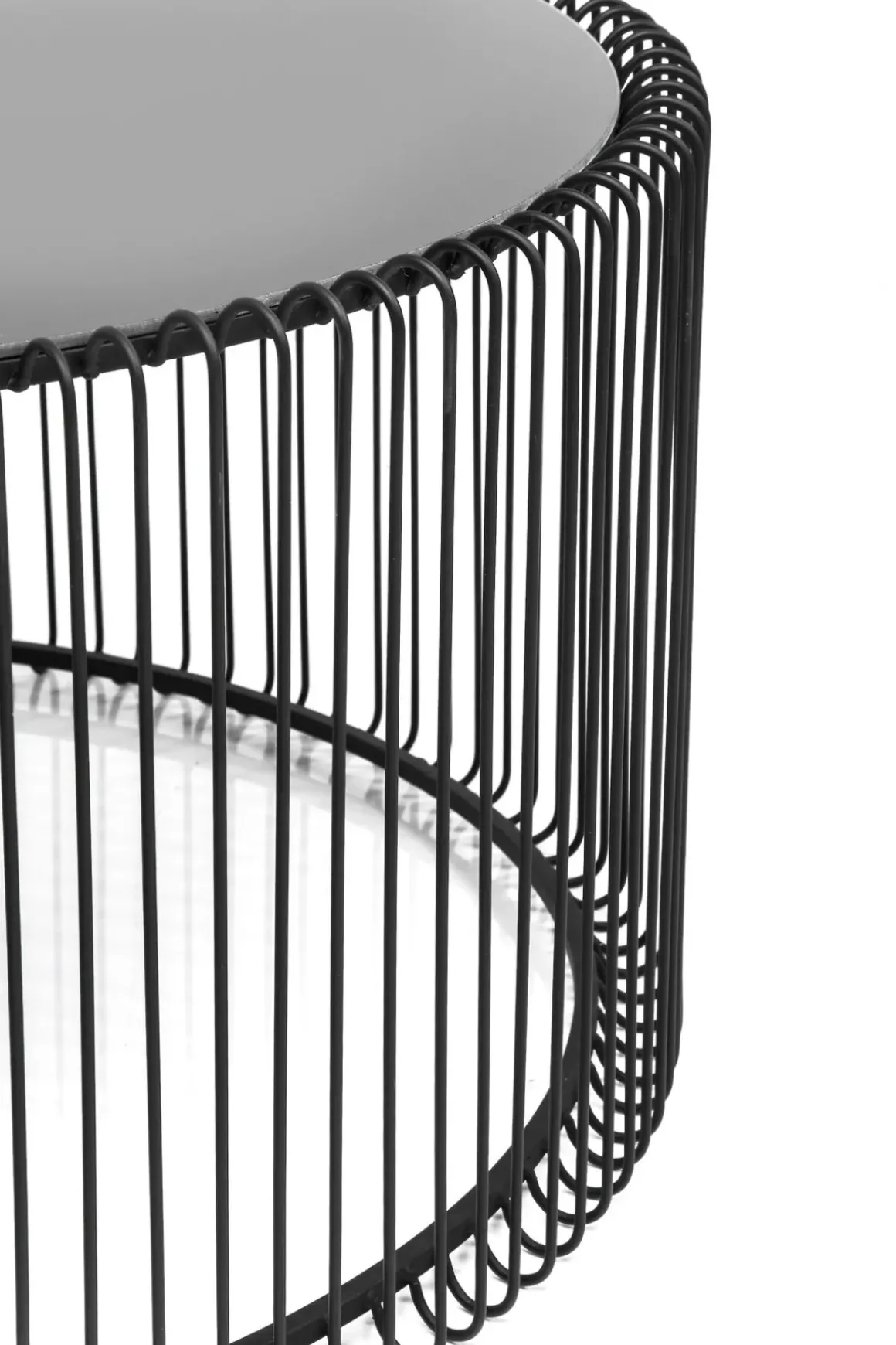 Soffbord Wire Rund - Set med 2 Svarta Bord/Svart Glas, Ø69/60cm - KARE Design