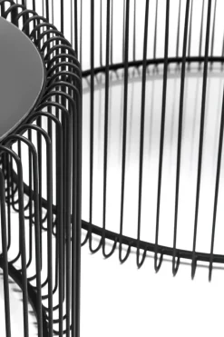 Soffbord Wire Rund - Set med 2 Svarta Bord/Svart Glas, Ø69/60cm - KARE Design