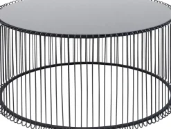 Soffbord Wire Rund - Svart/Glas, Ø80cm - KARE Design