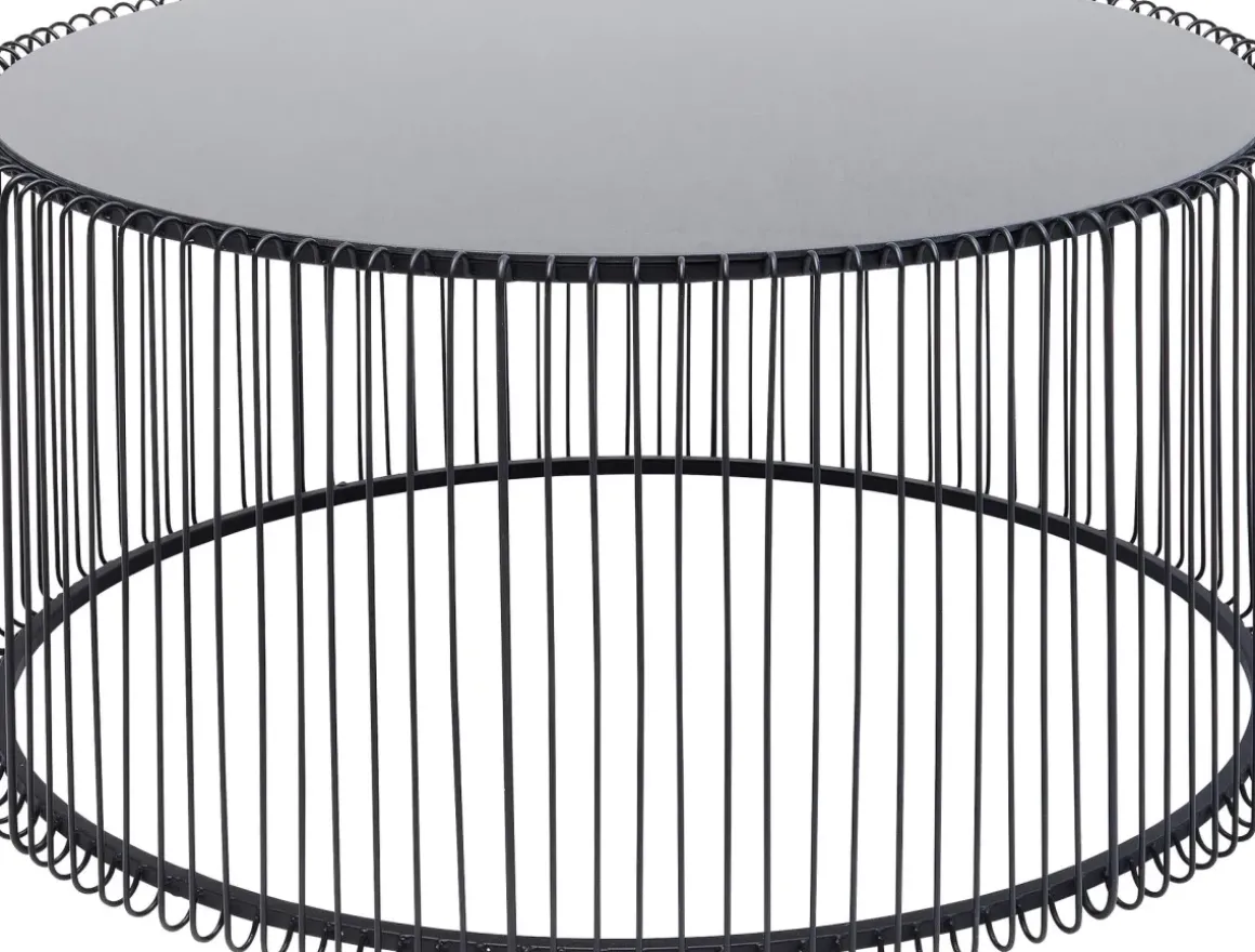 Soffbord Wire Rund - Svart/Glas, Ø80cm - KARE Design
