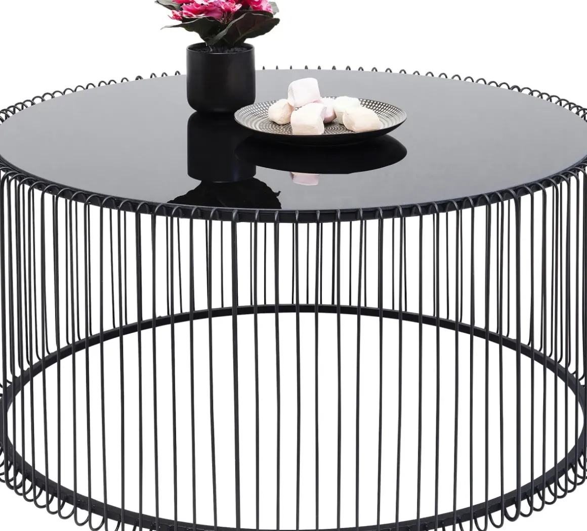 Soffbord Wire Rund - Svart/Glas, Ø80cm - KARE Design