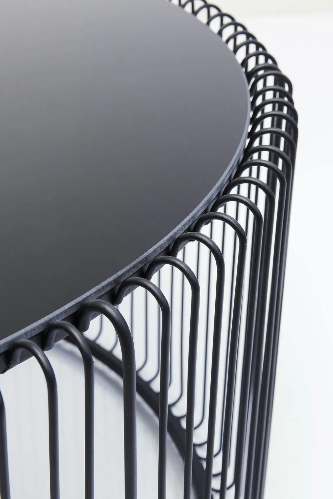 Soffbord Wire Rund - Svart/Glas, Ø80cm - KARE Design