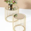 Soffbord Wire - Set med 2 Sidobord i Mässing/Spegelglas, Ø44/32,5cm - KARE Design