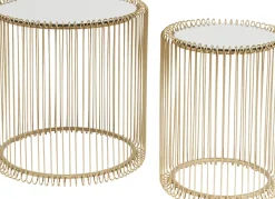 Soffbord Wire - Set med 2 Sidobord i Mässing/Spegelglas, Ø44/32,5cm - KARE Design