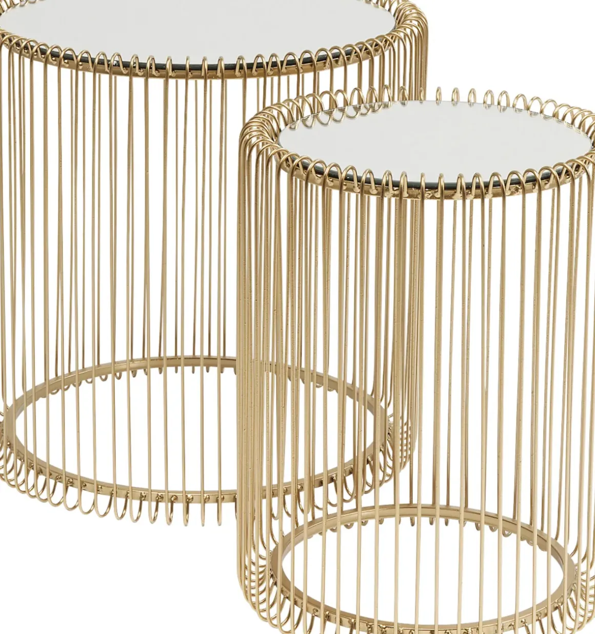 Soffbord Wire - Set med 2 Sidobord i Mässing/Spegelglas, Ø44/32,5cm - KARE Design