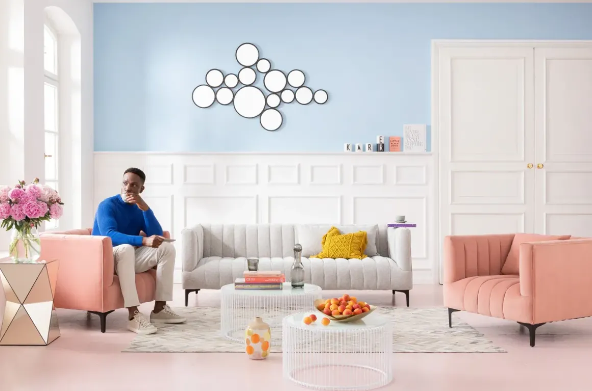Soffbord Wire - Set med 2 Vita Bord/Vittglas, Ø69/60cm - KARE Design