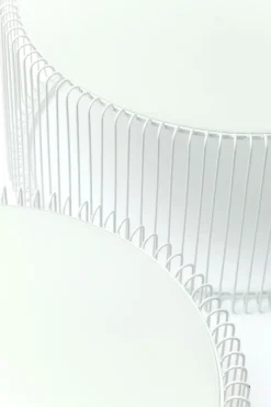 Soffbord Wire - Set med 2 Vita Bord/Vittglas, Ø69/60cm - KARE Design