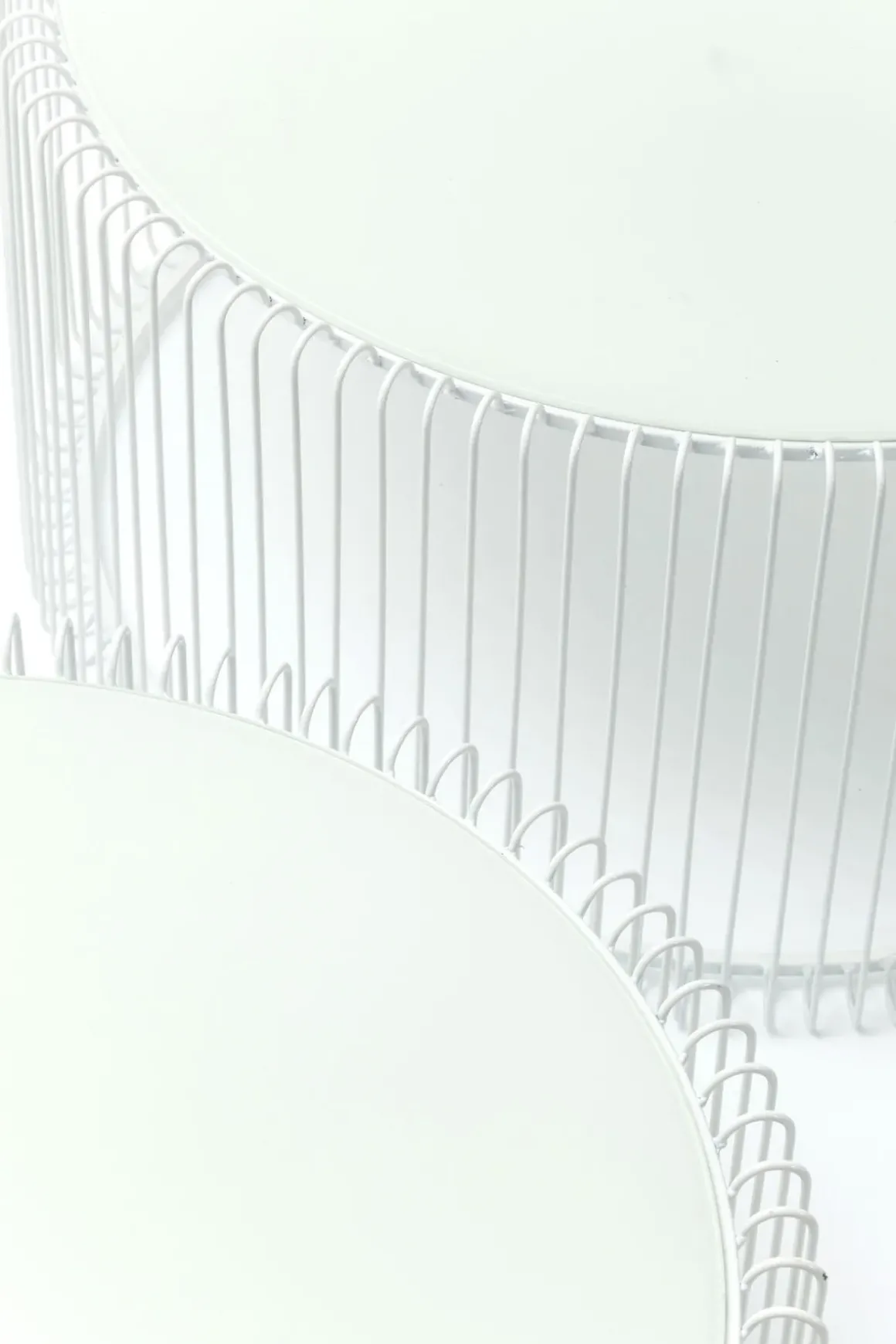 Soffbord Wire - Set med 2 Vita Bord/Vittglas, Ø69/60cm - KARE Design