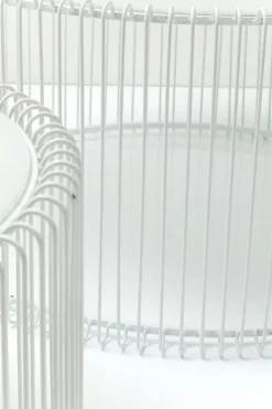 Soffbord Wire - Set med 2 Vita Bord/Vittglas, Ø69/60cm - KARE Design