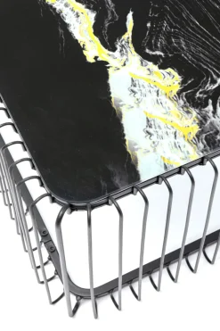 Soffbord Wire - Svart/Marmorimitation, 145x70cm - KARE Design