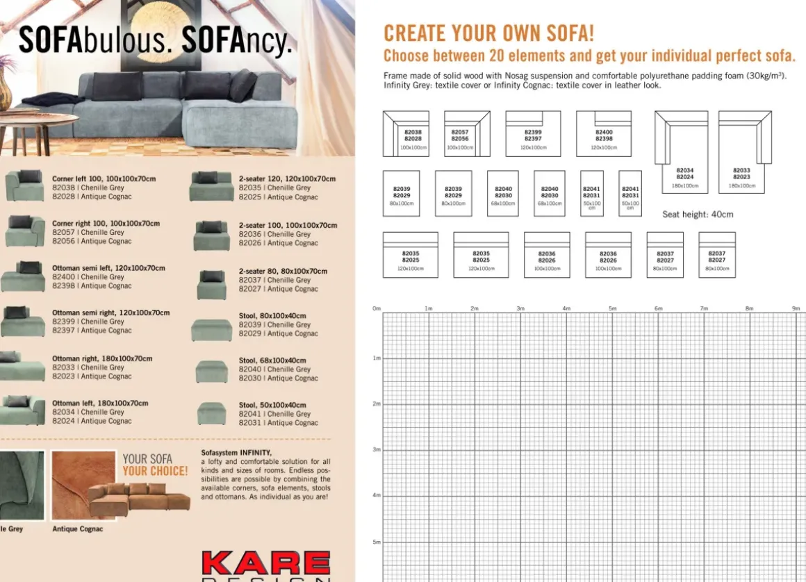 Soffmodul Infinity - Grå, 100cm - KARE Design