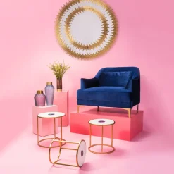 Spegel Solare Gold - Rund Ram i Guld Ø132cm - KARE Design