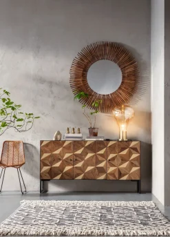 Spegel Sunlight - Rund Spegel av Träpipor, Ø120 - KARE Design