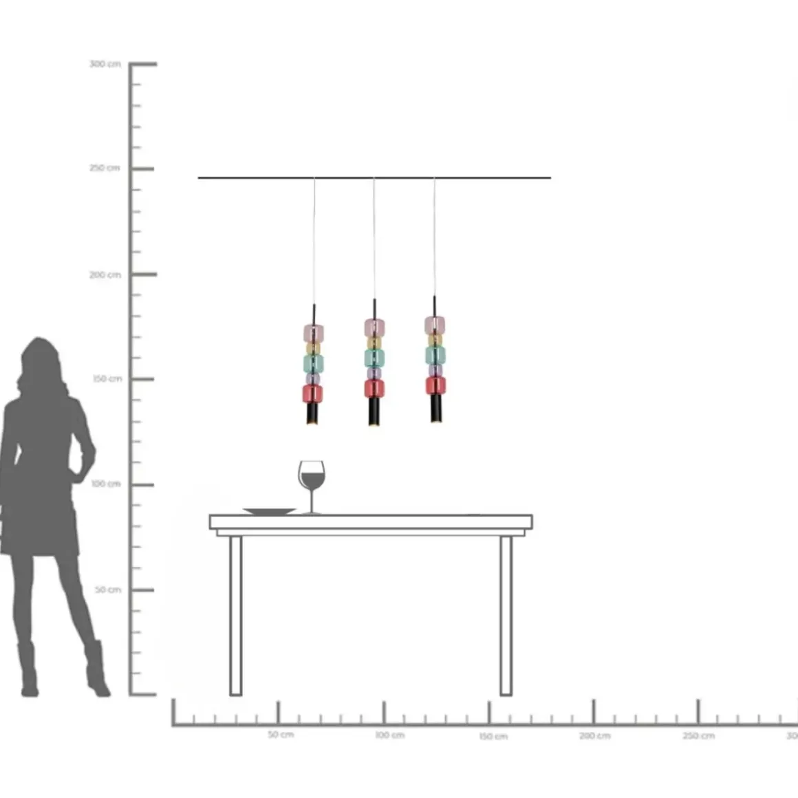 Taklampa Candy Bar - Flerfärgad, 70cm - KARE Design