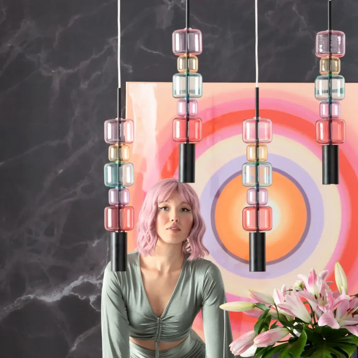Taklampa Candy Bar - Flerfärgad, 100cm - KARE Design