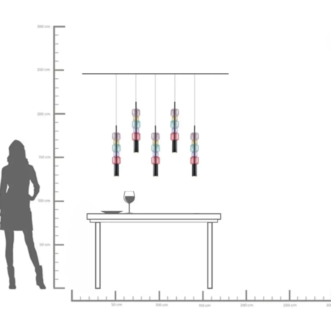 Taklampa Candy Bar - Flerfärgad, 100cm - KARE Design