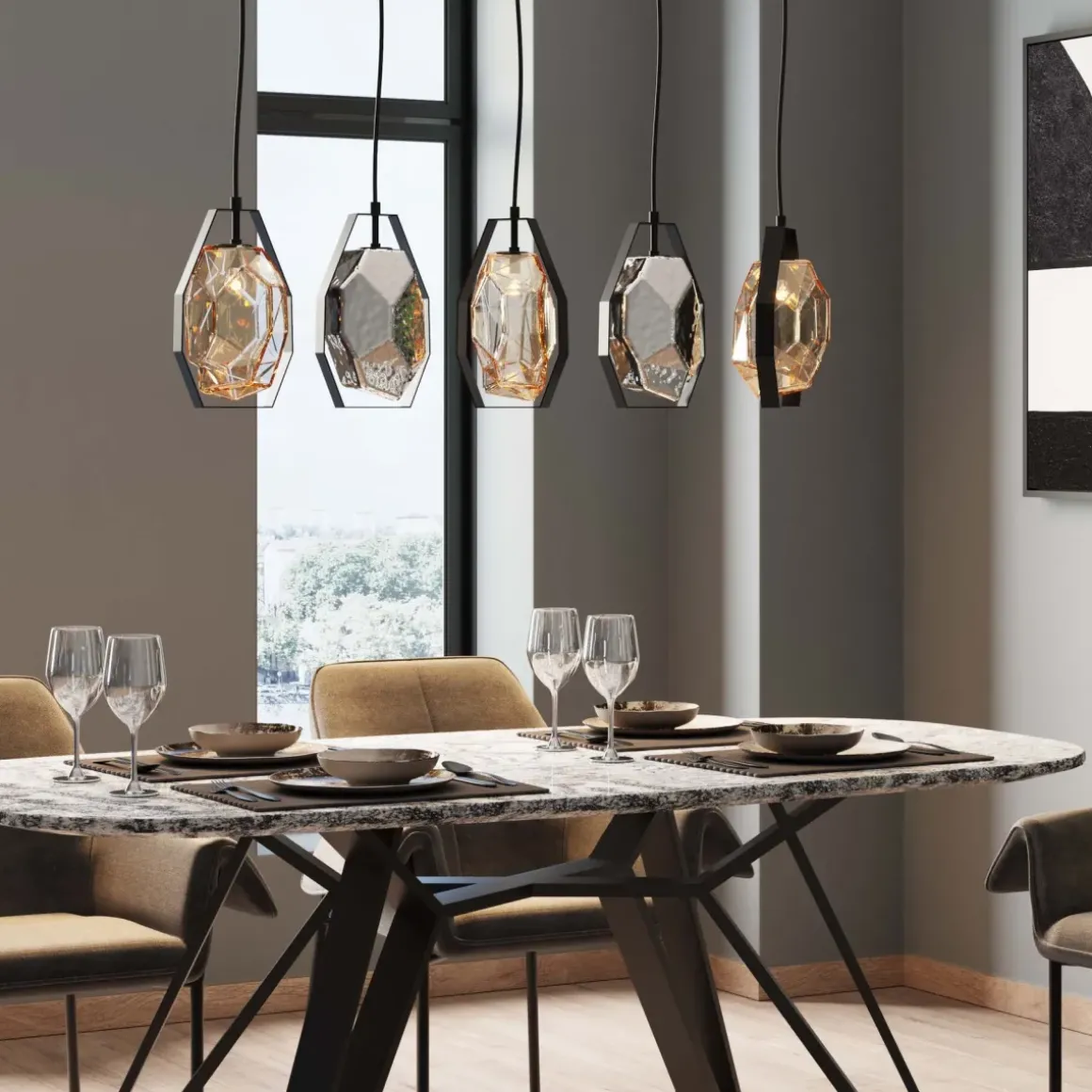 Taklampa Diamond Fever Dining - Svart, 110cm - KARE Design