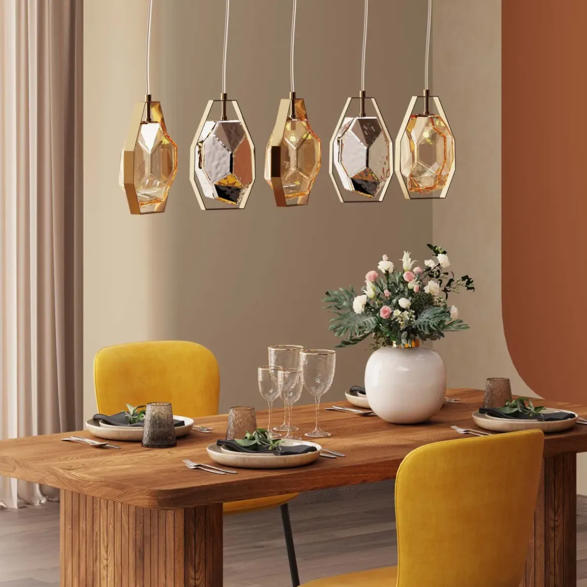 Taklampa Diamond Fever Dining - Mässing, 110cm - KARE Design
